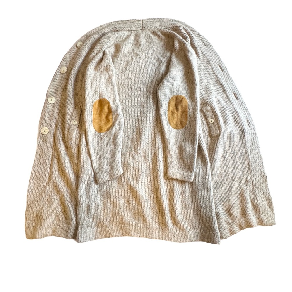 Revivall Oatmeal Campfire Alpaca Duster with Elbow Patches, XL